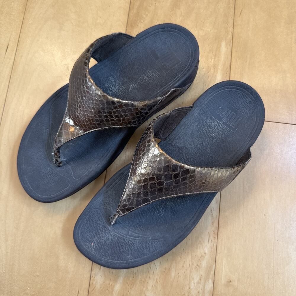 BRONZE SNAKESKIN FITFLOPS women’s Flip Flops Size 6